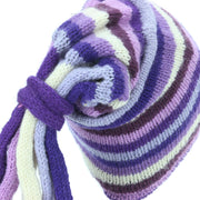 Wool Knit 'Fountain' Tassels Beanie Hat - Purples