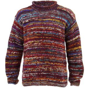 Chunky Wool Knit Space Dye Jumper - Dark Red