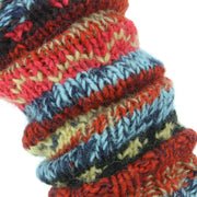 Chunky Wool Knit Abstract Pattern Leg Warmers - 17 Red