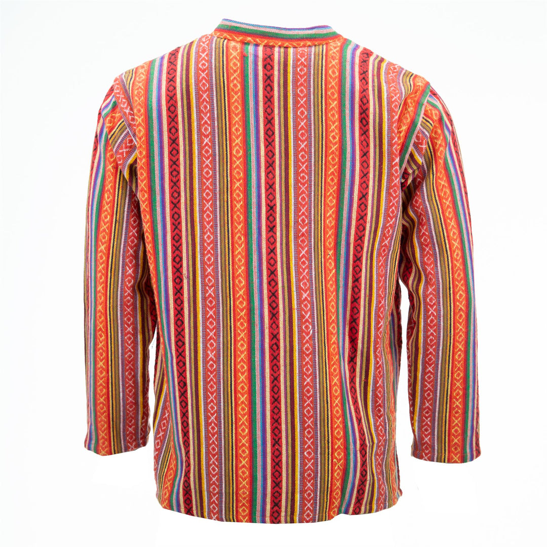 Brushed Cotton Grandad Shirt - Blood Orange