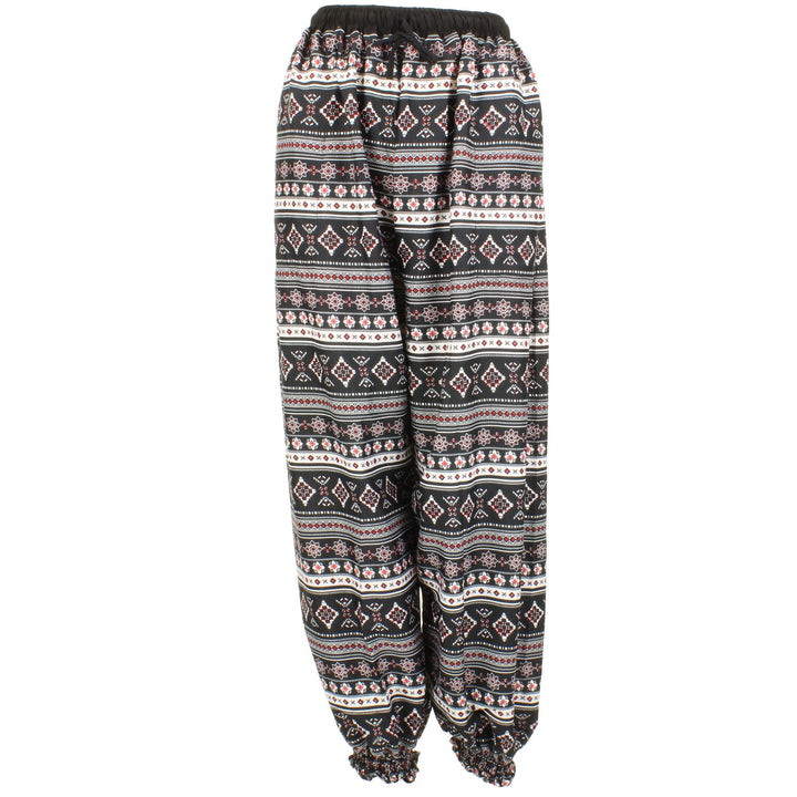 Ali Baba Trousers - Striped Geometric (Black & White)