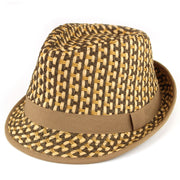 Woven Straw Paper Trilby Hat - Brown