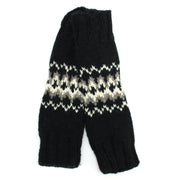Hand Knitted Wool Leg Warmers - Fairisle Black