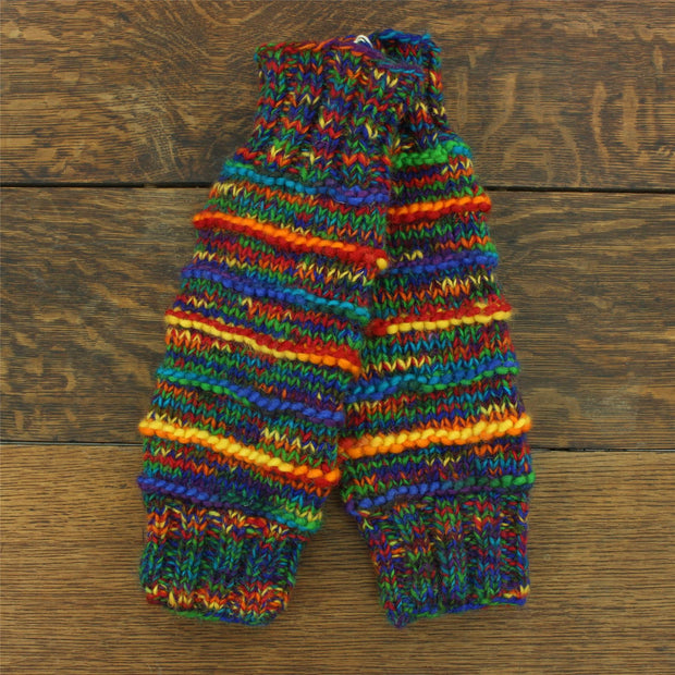 Hand Knitted Wool Leg Warmers - SD Rainbow Rib