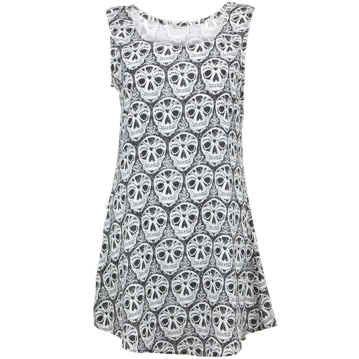 Skull Print Skater Dress