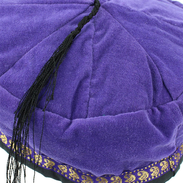 Nepalese Velvet Smoking Hat - Plain Purple