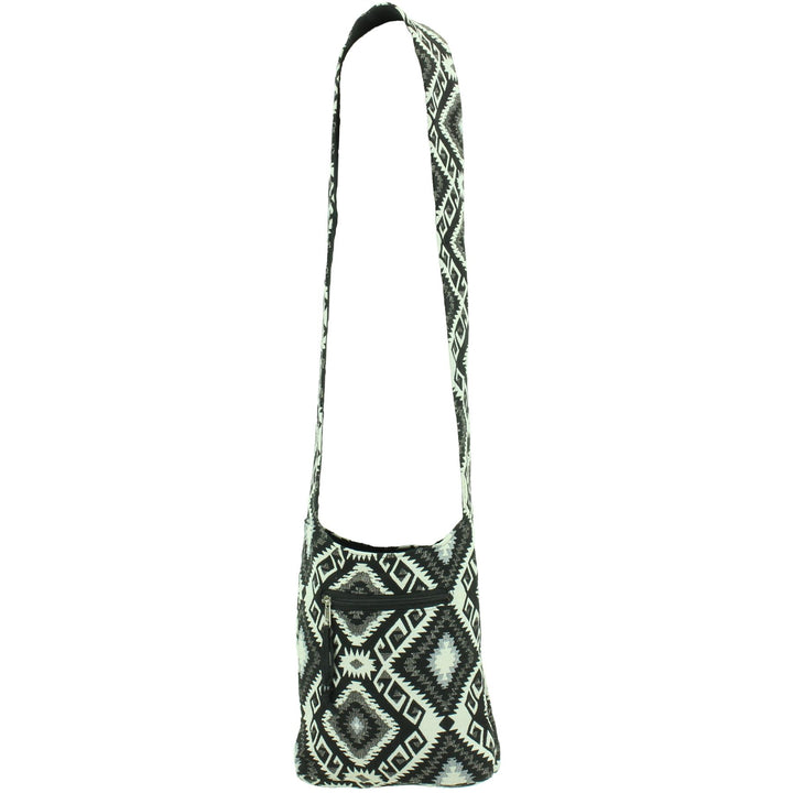 Cotton Canvas Sling Shoulder Bag - Aztec Black