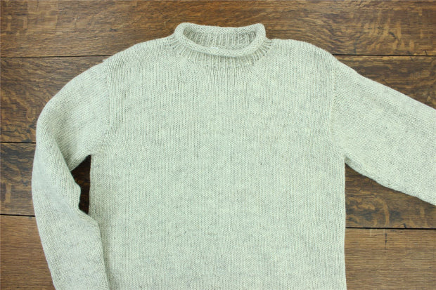 Hand Knitted Wool Jumper - Plain Light Grey