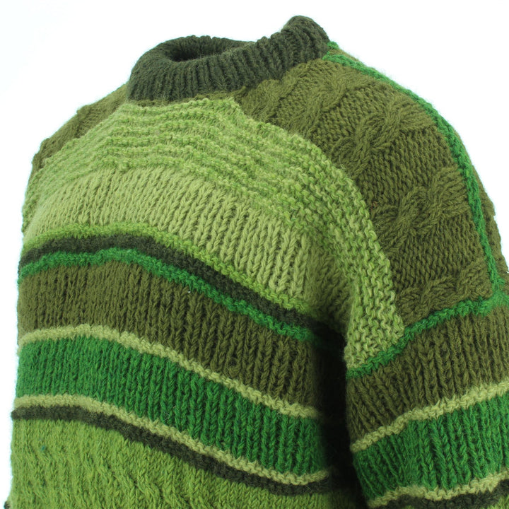 Chunky Wool Multi Knit Jumper - Green