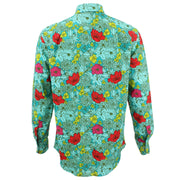 Regular Fit Long Sleeve Shirt - Green & Red Abstract Floral