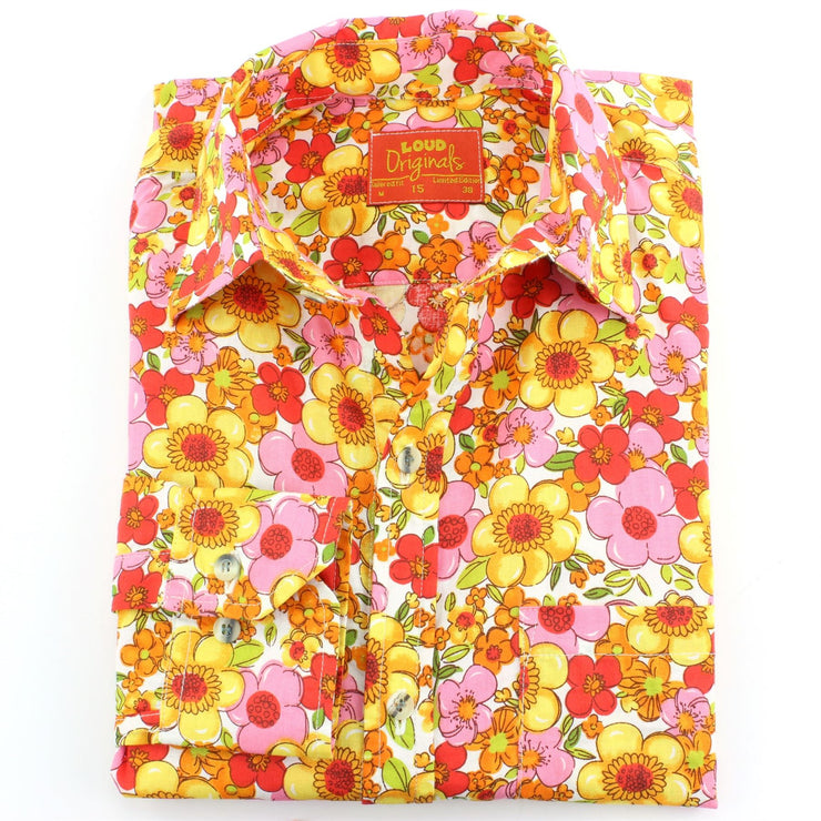 Tailored Fit Long Sleeve Shirt - Bright Pink & Yellow Floral