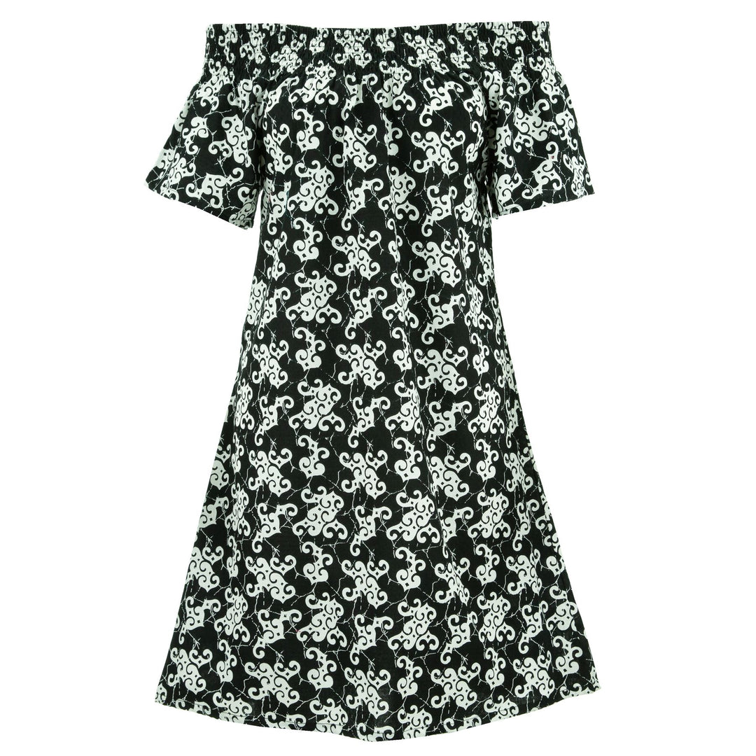 Shirred Comfy Dress - Mono Curl