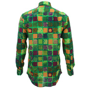 Regular Fit Long Sleeve Shirt - Green & Multicoloured Square Abstract
