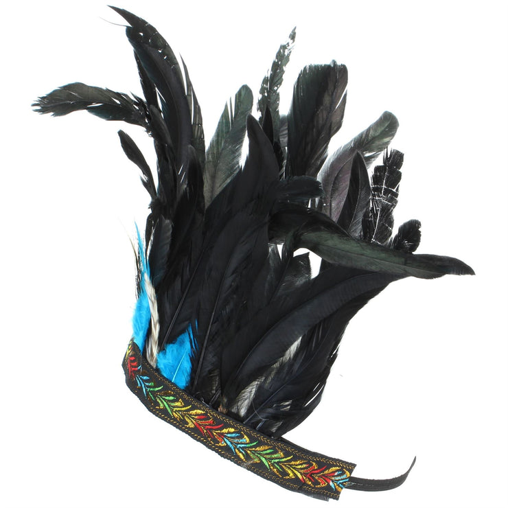 Feather Headdress Headband with Blue Feathers