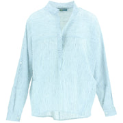 Woven Blouse Shirt - White Blue Stripe