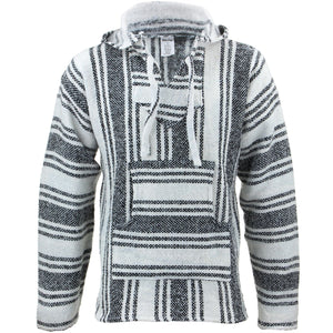 Mexikanischer Baja Jerga Kapuzenpullover – weiß und schwarz