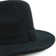 Wool Fedora Trilby Hat with Floppy Brim - Black