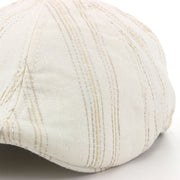 Cotton & Linen Blend Striped Duckbill Flat Cap - Cream