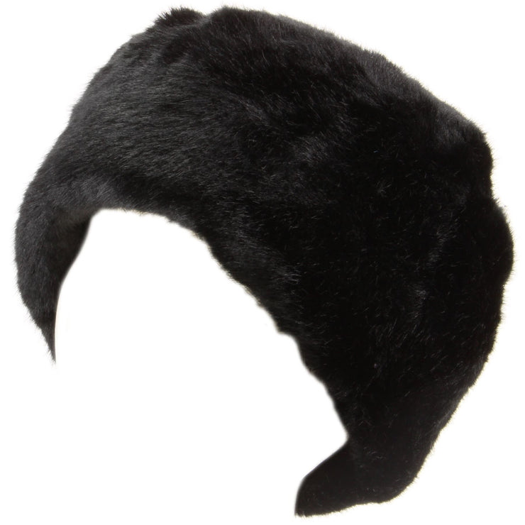 Thick faux fur Pill Box hat - Black