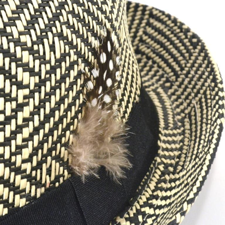 Straw Trilby Hat With Feather
