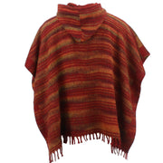 Hooded Square Poncho - Dark Red & Gold