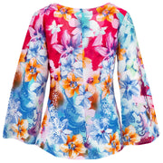 Wrap Top with Flared Sleeve - Lilies