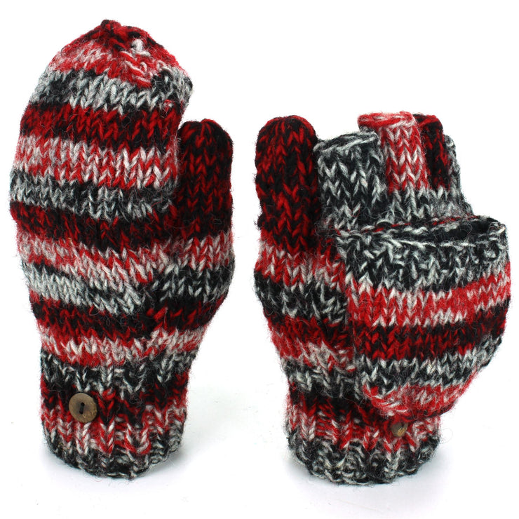 Wool Knit Shooter Gloves - Black Red SD
