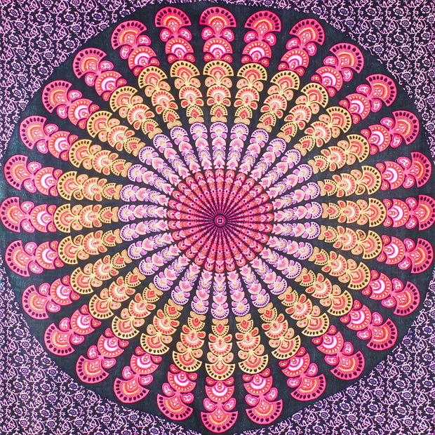 Viscose Rayon Sarong - Mandala - Pink & Orange