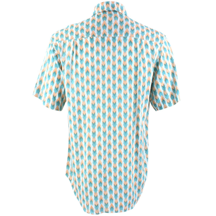 Regular Fit Short Sleeve Shirt - Turquoise & Pink Geometric