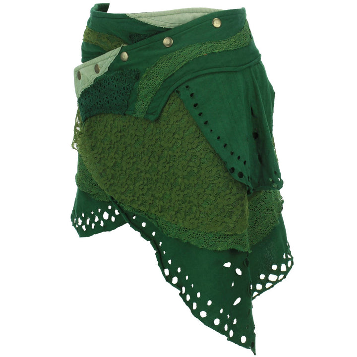 Asymmetric Short Popper Skirt - Green