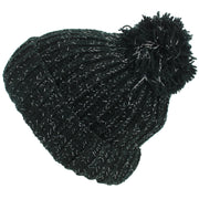 Tinsel Bobble Beanie Hat - Black