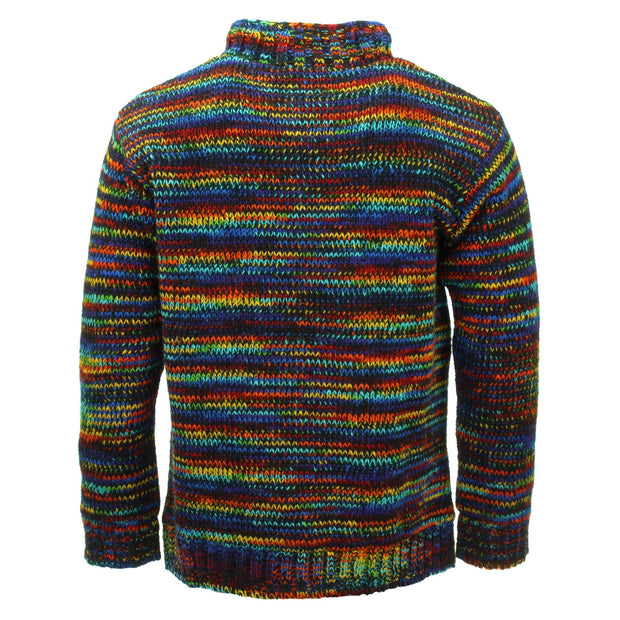 Hand Knitted Wool Jacket Cardigan - SD Black Rainbow