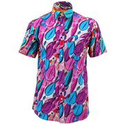 Regular Fit Short Sleeve Shirt - Pink & Purple Glass Beads