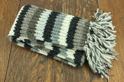 Hand Knitted Wool Scarf - Stripe Natural