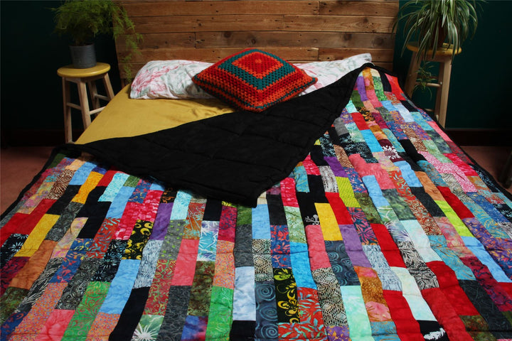 Handmade Quilted Patchwork Batik Printed Bedspread