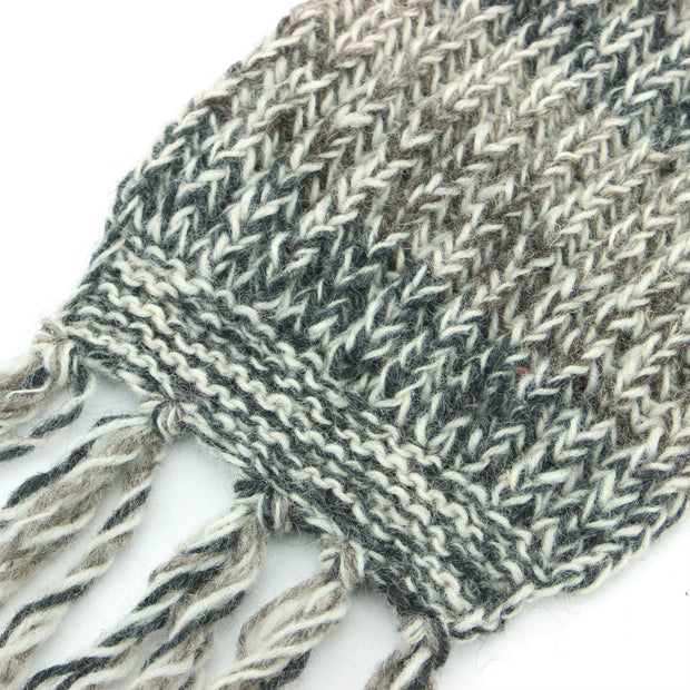 Chunky Wool Knit Abstract Pattern Scarf - 17 Grey