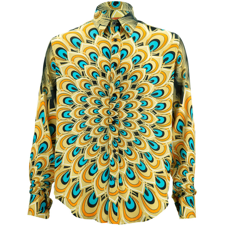 Regular Fit Long Sleeve Shirt - Peacock Mandala - Yellow
