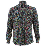 Tailored Fit Long Sleeve Shirt - Multi-coloured Abstract Blocks
