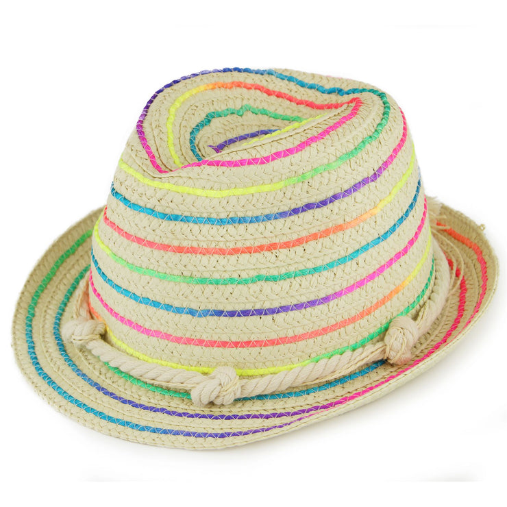 Straw Paper Trilby Hat - Rainbow