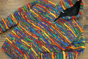 Hand Knitted Wool Hooded Jacket Cardigan - SD Rainbow Rib