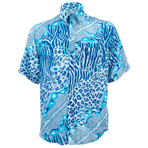 Chemise à manches courtes coupe classique - ménagerie de la jungle - bleu