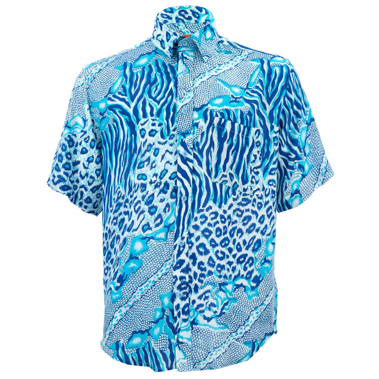 Regular Fit Short Sleeve Shirt - Jungle Menagerie - Blue