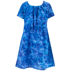 Fließendes Kleid mit Taschenfalten – Blautöne