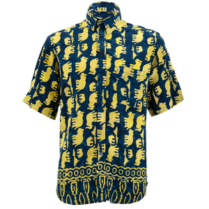 Kurzarmhemd mit normaler Passform – Elefantenherde – Blau