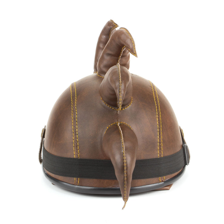 Saw Blade Mohawk Horned Novelty Festival Helmet with Goggles - Brown