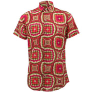 Tailored Fit Short Sleeve Shirt - Red Illusion