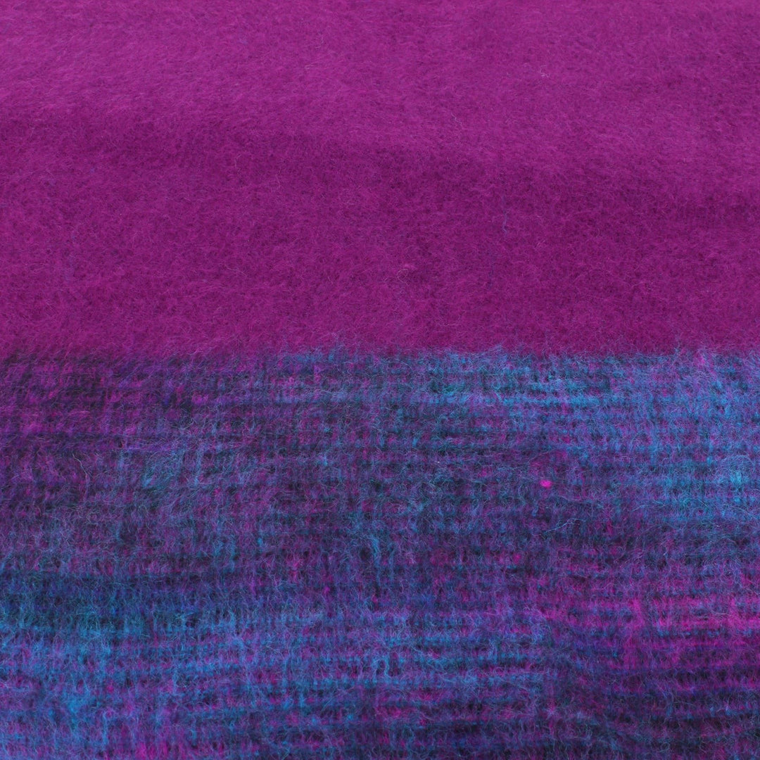 Tibetan Wool Blend Shawl Blanket - Purple with Blue & Purple Reverse