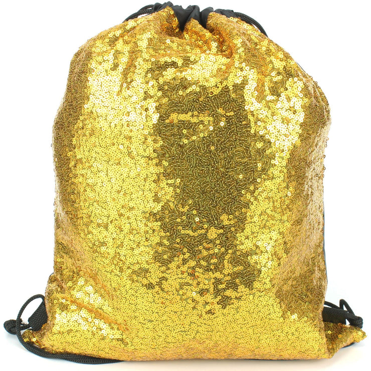 Sequin Drawstring Bag - Gold