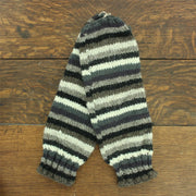 Hand Knitted Wool Leg Warmers - Stripe Greys