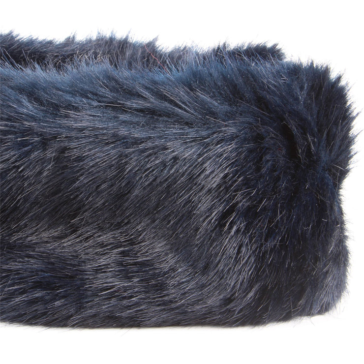 Elasticated Faux Fur headband with fleece lining - Navy